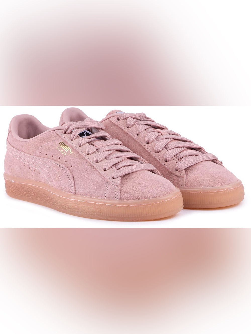 Puma Platform Suede Sneakers in Blush Pink with Gum Sole
